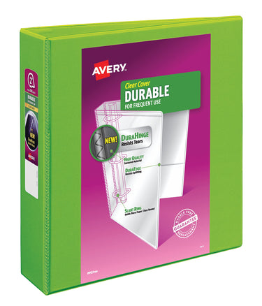 Avery Durable View 3 Ring Binder, 2 Inch Slant Rings, 1 Green Binder (17838) 2